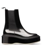 Bottines Chelsea à Plateforme en Cuir de Veau  noires