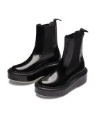 Bottines Chelsea à Plateforme en Cuir de Veau  noires
