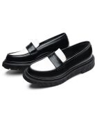 Mocassins en Cuir de Veau noir/ivoire