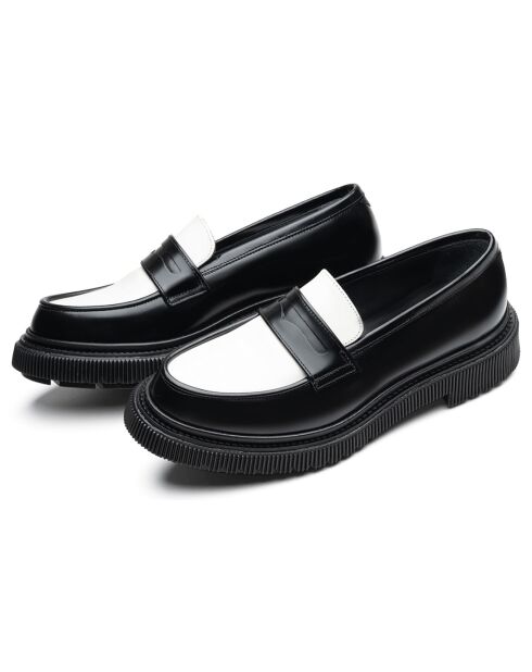 Mocassins en Cuir de Veau noir/ivoire