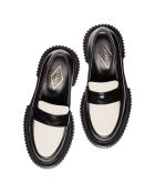 Mocassins en Cuir de Veau bordeaux/ivoire/noir