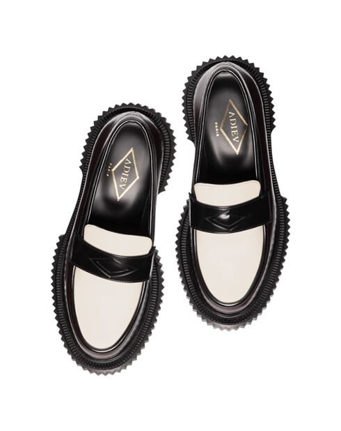Mocassins en Cuir de Veau bordeaux/ivoire/noir