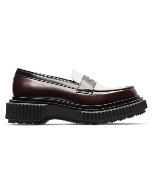 Mocassins en Cuir de Veau bordeaux/ivoire/noir