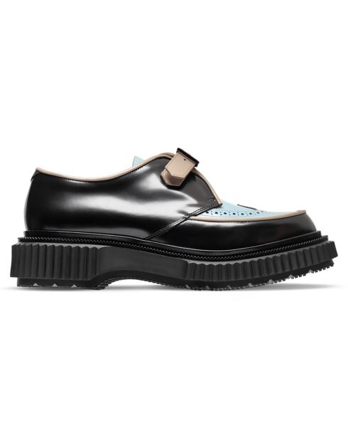 Derbies à Boucle en Cuir de Veau noir/bleu/beige