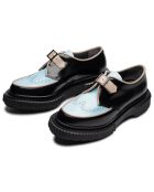 Derbies à Boucle en Cuir de Veau noir/bleu/beige