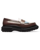 Mocassins en Cuir de Veau terre foncée/ivoire/bleu
