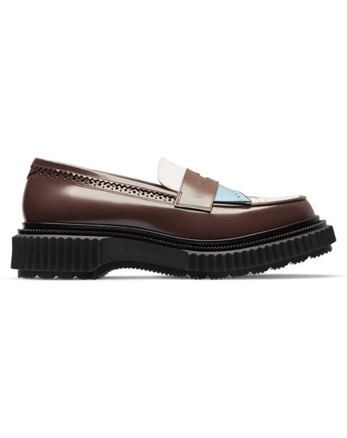 Mocassins en Cuir de Veau terre foncée/ivoire/bleu