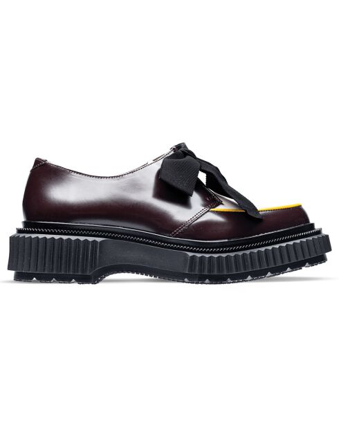Derbies à Noeud en Cuir de Veau bordeaux/ivoire/jaune