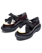 Derbies à Noeud en Cuir de Veau bordeaux/ivoire/jaune