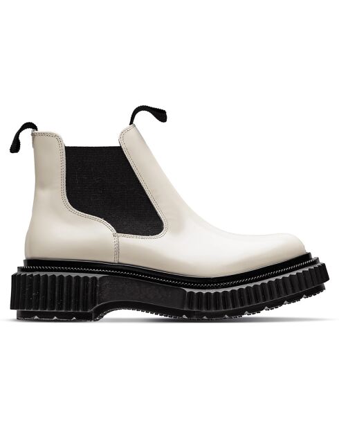 Bottines Chelsea Basses en Cuir de Veau ivoire