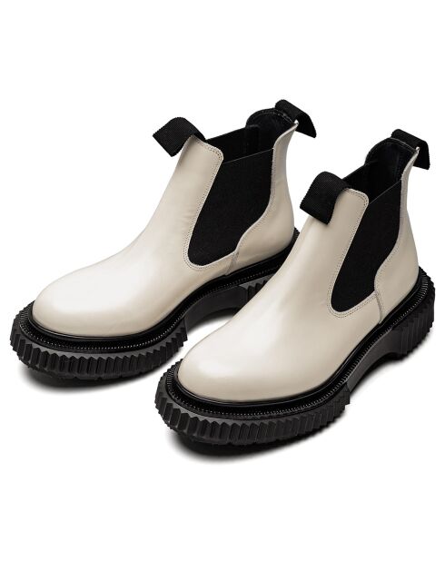 Bottines Chelsea Basses en Cuir de Veau ivoire