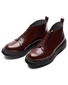 Bottines Basses en Cuir de Veau bordeaux