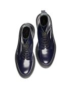 Bottes à Lacets en Cuir de Veau nuit