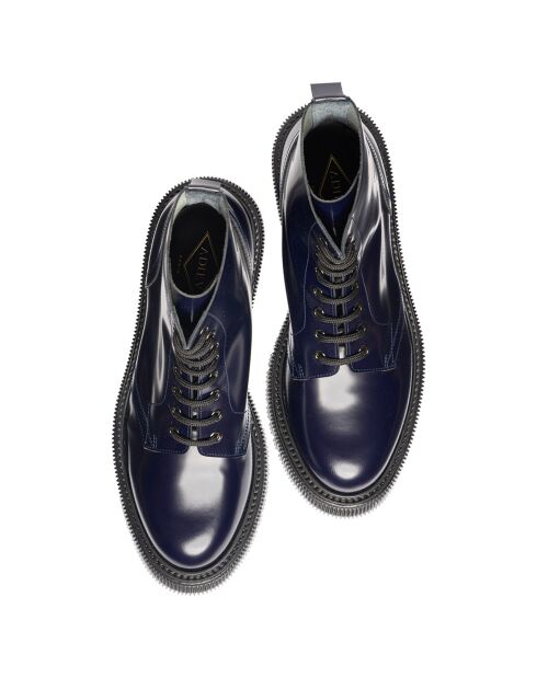 Bottes à Lacets en Cuir de Veau nuit