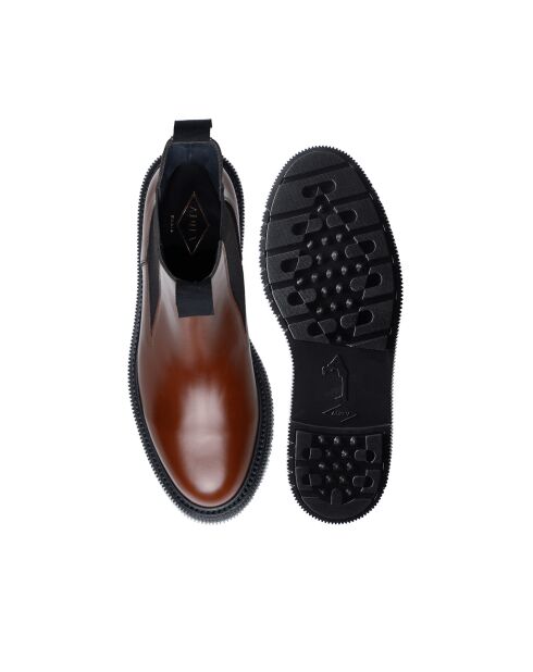 Bottes Chelsea en Cuir de Veau marron/doré