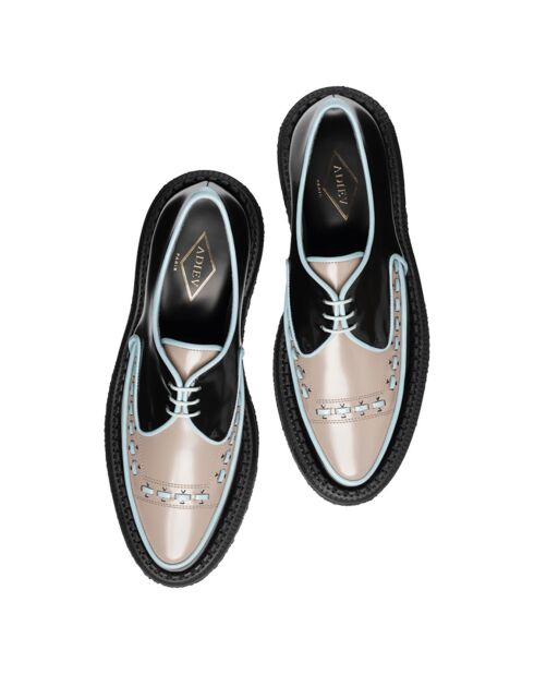 Creepers en Cuir de Veau noir/bleu/beige