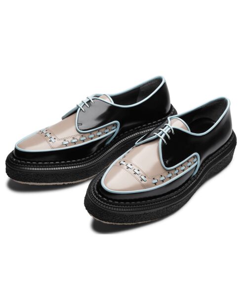 Creepers en Cuir de Veau noir/bleu/beige