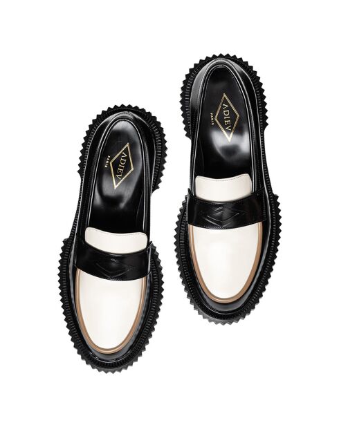 Mocassins en Cuir de Veau noir/ivoire/expresso