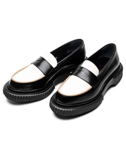 Mocassins en Cuir de Veau noir/ivoire/expresso