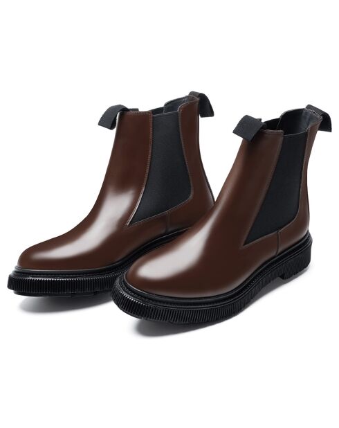 Bottines Basses en Cuir de Veau terre foncée