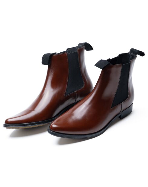 Bottes Chelsea en Cuir de Veau bordeaux