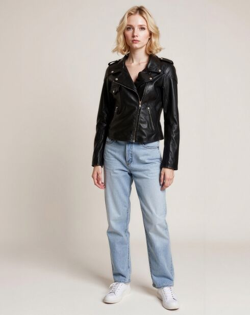 Veste en Cuir Levie noire