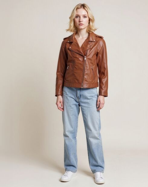 Veste en Cuir Helya cognac