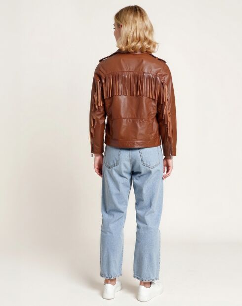 Veste en Cuir Helya cognac