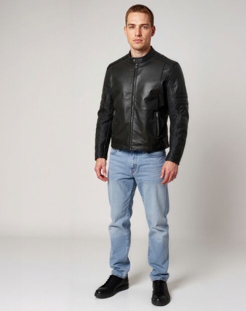 Veste en Cuir Lamal noire