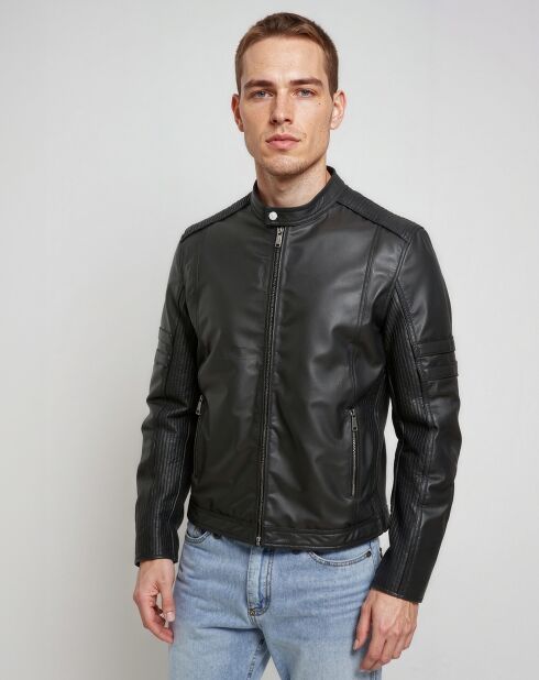 Veste en Cuir Lamal noire