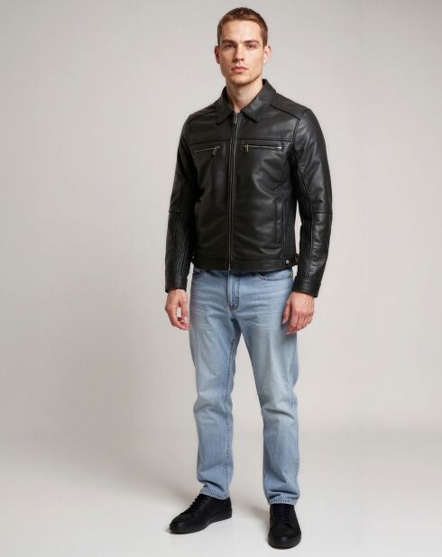 Veste en Cuir Lamilo noire