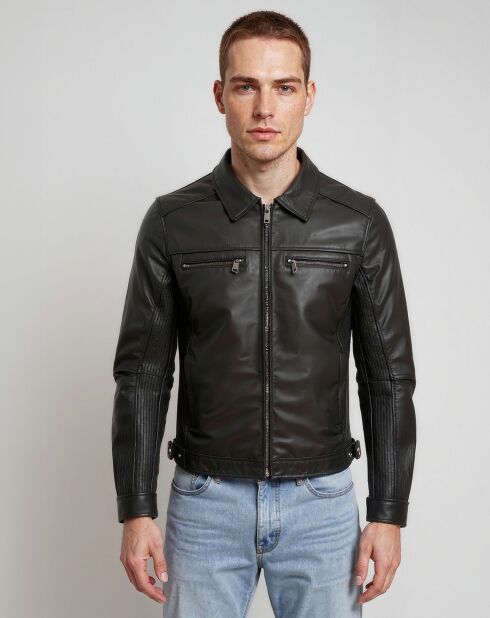 Veste en Cuir Lamilo noire