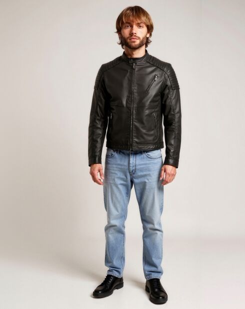 Veste en Cuir Lamza noire