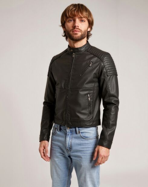 Veste en Cuir Lamza noire