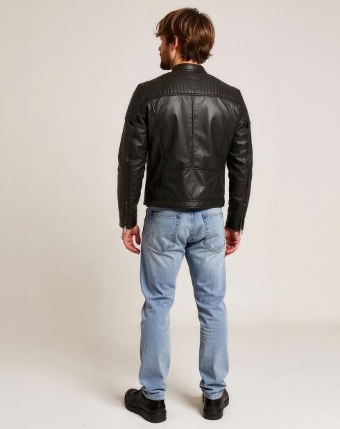 Veste en Cuir Lamza noire