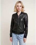 Bombers en Cuir Leffi noir