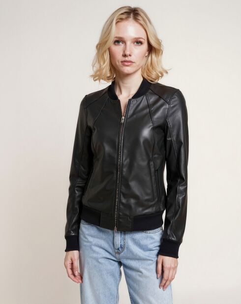Bombers en Cuir Leffi noir