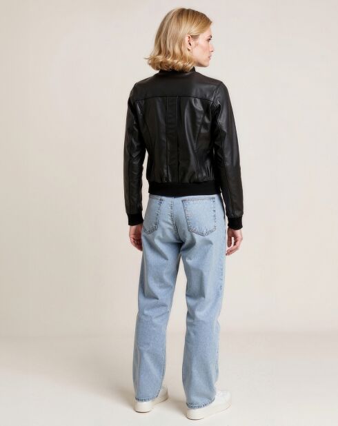 Bombers en Cuir Leffi noir