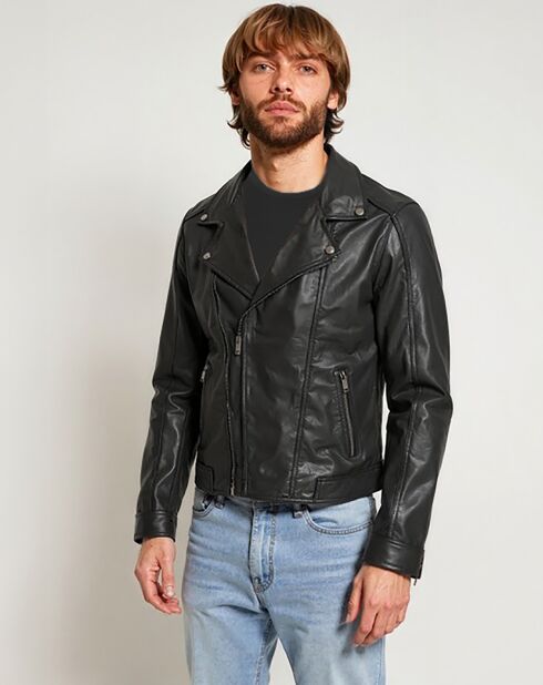 Veste en Cuir Lennan noire
