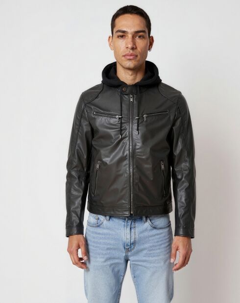 Veste en Cuir Lohan noire