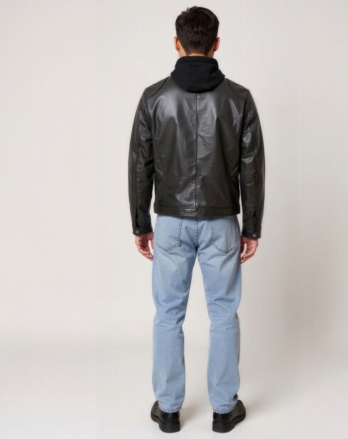 Lohan zwarte leren jas