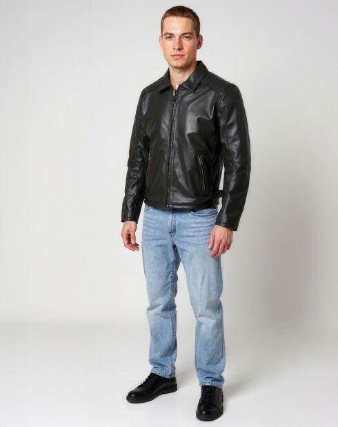 Veste en Cuir London noire
