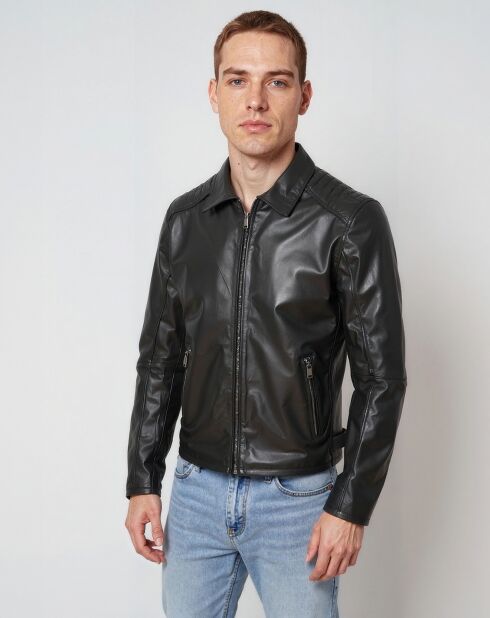 Veste en Cuir London noire
