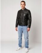 Veste en Cuir Luan noire