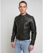 Veste en Cuir Luan noire