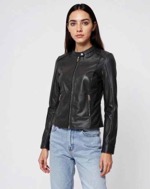 Veste en Cuir Lummy noire