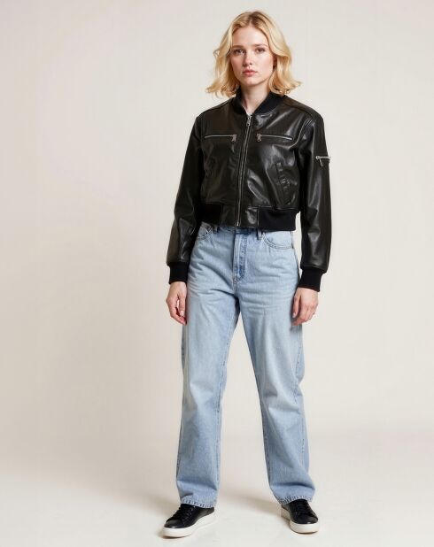 Bombers en Cuir Piera noir