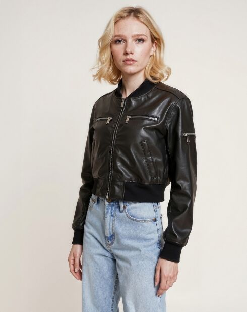 Bombers en Cuir Piera noir