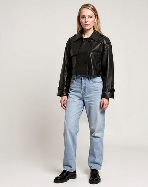 Veste en Cuir Philippa noire