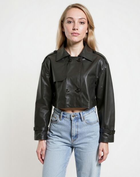 Veste en Cuir Philippa noire